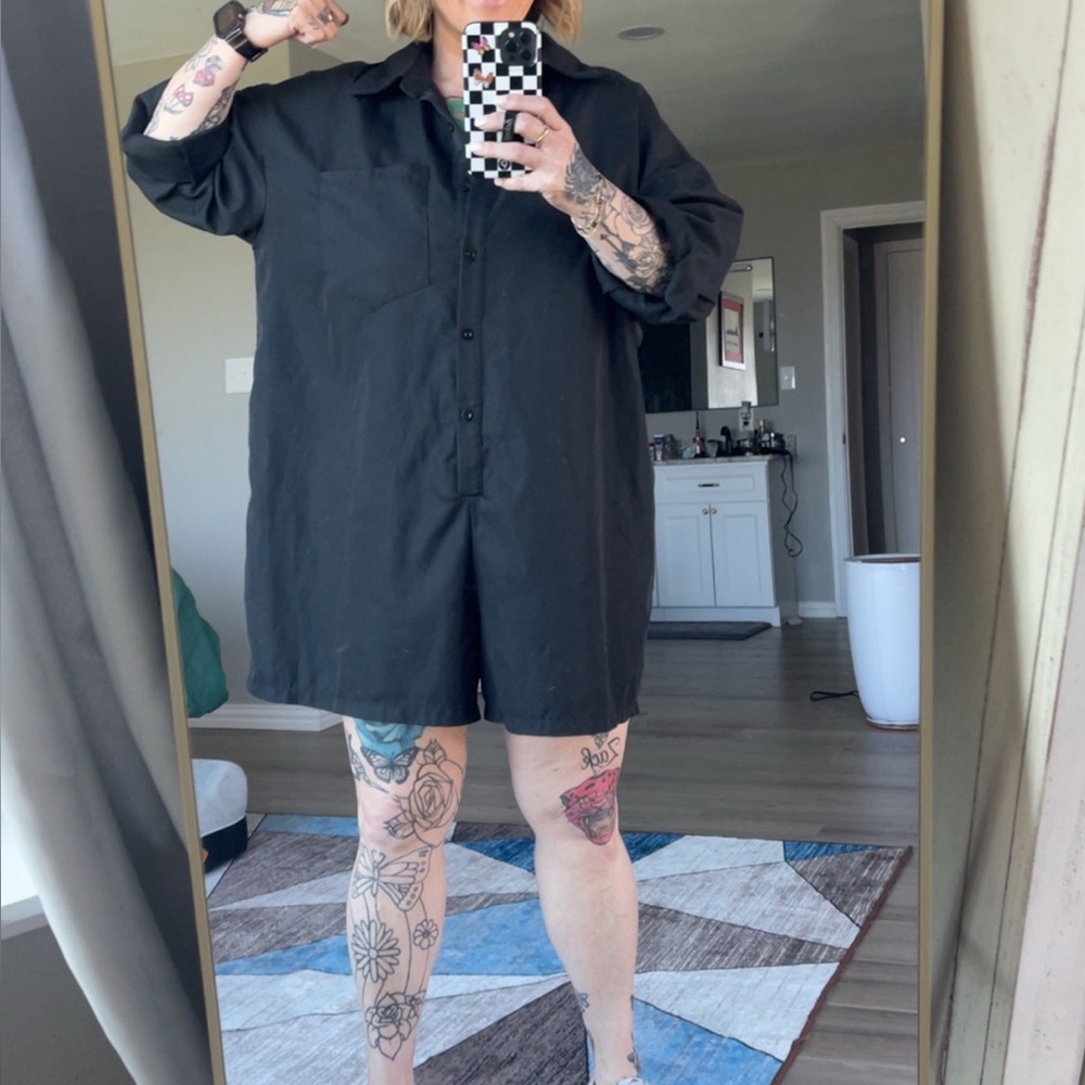 Black Button-Up romper